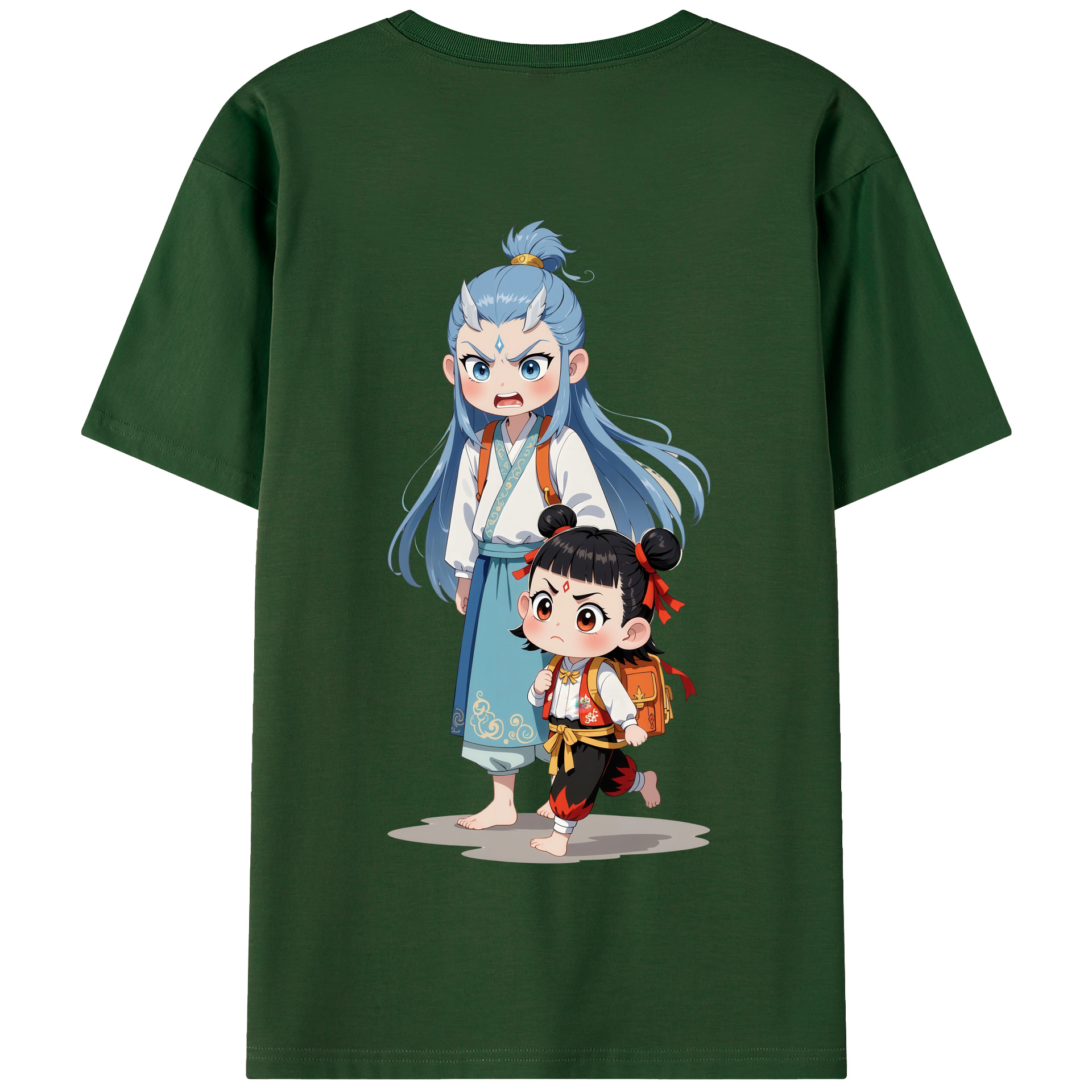 （画像用） Ne Zha 2 ナタ 魔童の大暴れ 綿100％半袖Tシャツ（背面プリント）